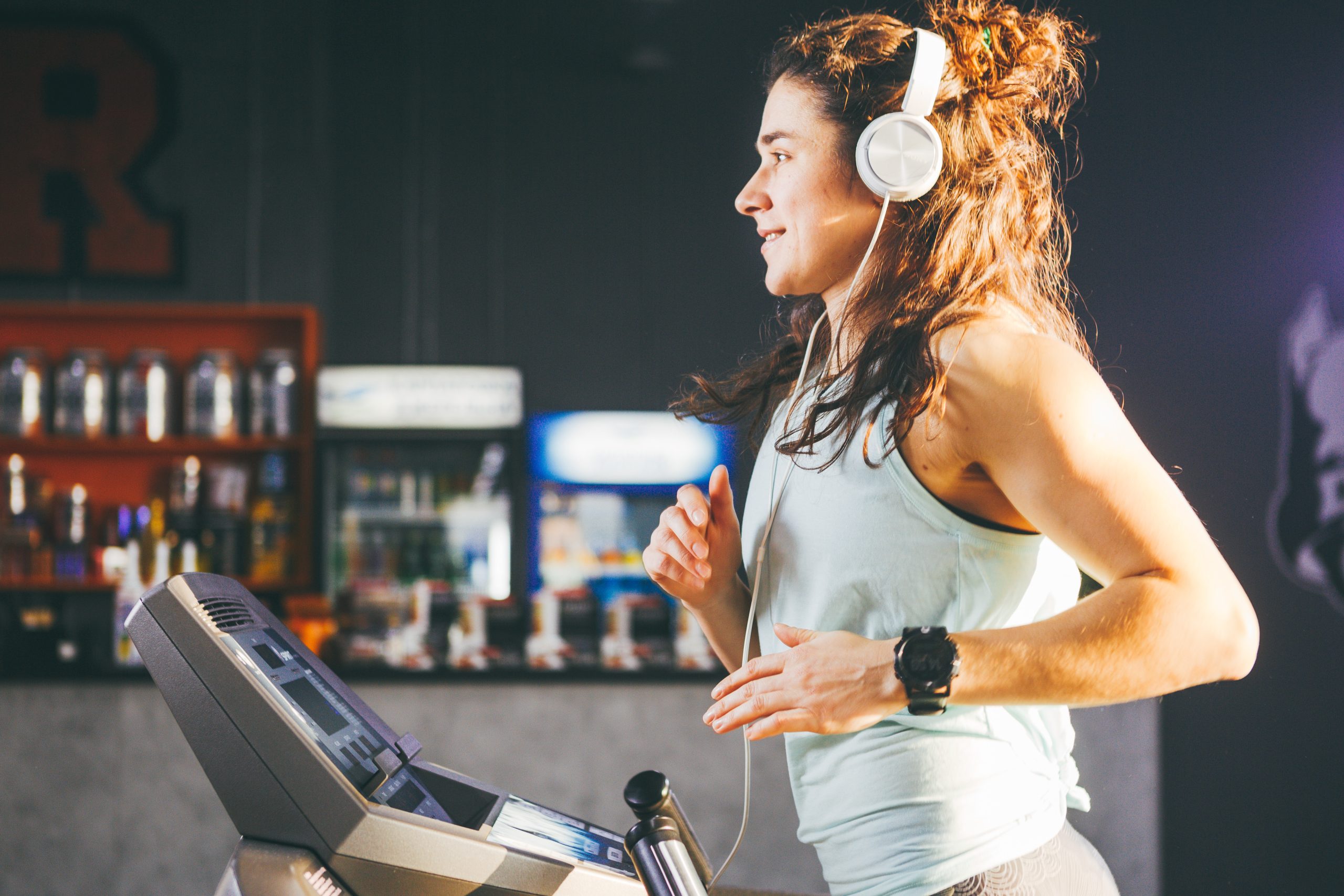 Person running on a treadmill