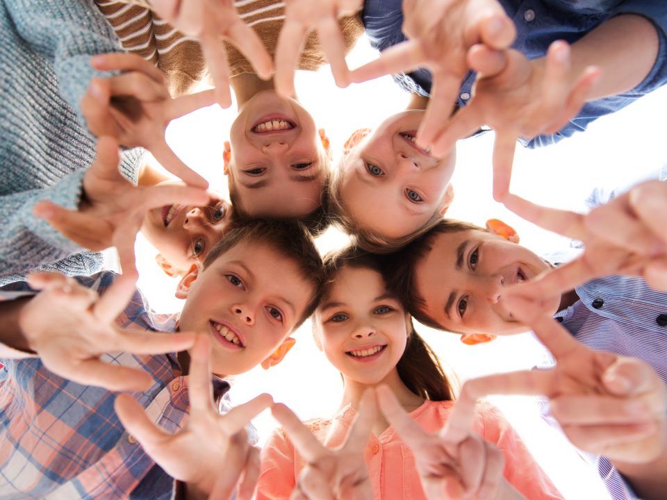 Kids gathered together in a circle