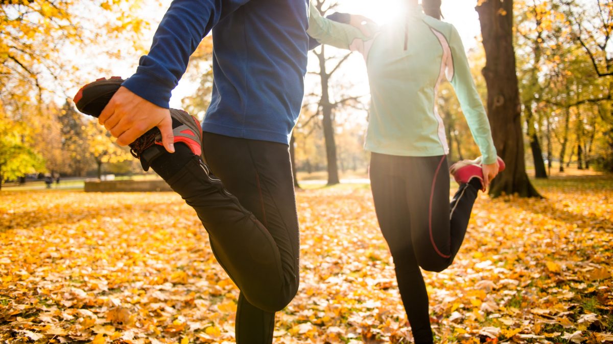 Couple enjoying new ways to exercise in the fall.