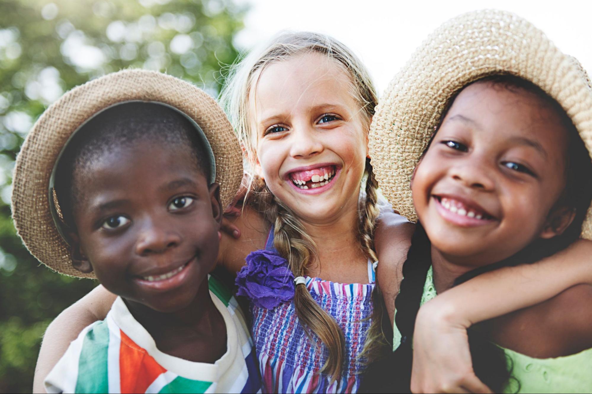 Kids making new friends at summer camp