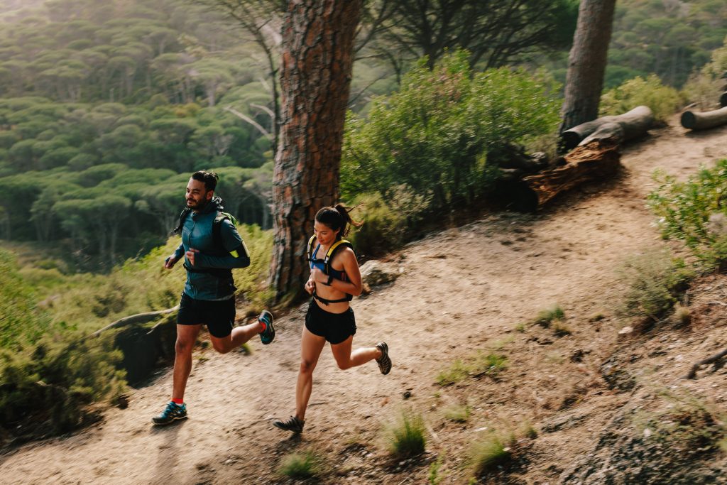 Couple enjoying new ways to exercise in the fall.