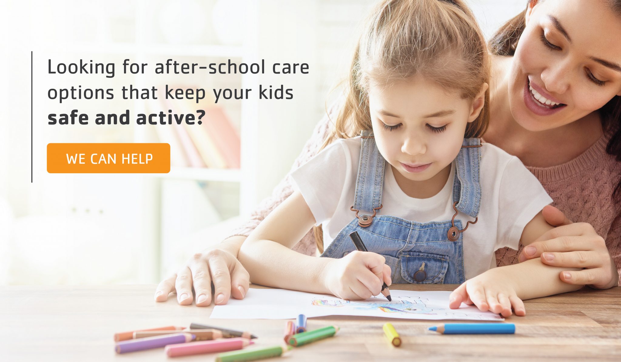 a girl coloring with a daycare director at after-school care