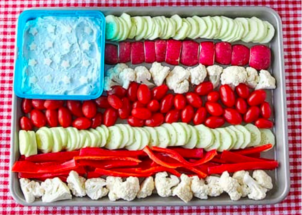 American Flag Veggie Tray with Dill Dip