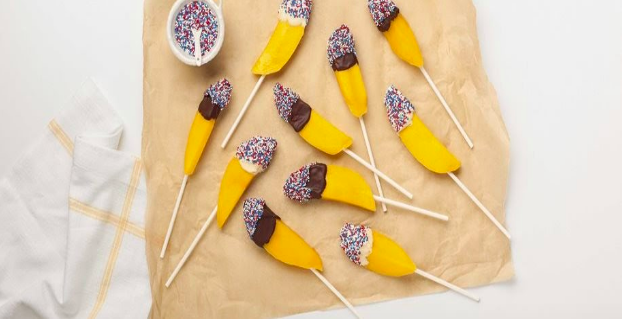 Chocolate-Dipped Mango Pops with Sprinkles