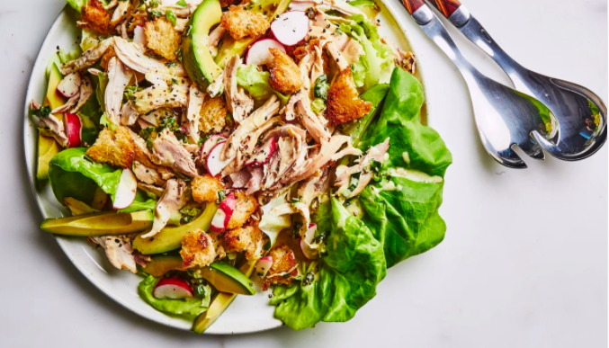 Rotisserie Chicken Salad with Charred Scallion Dressing